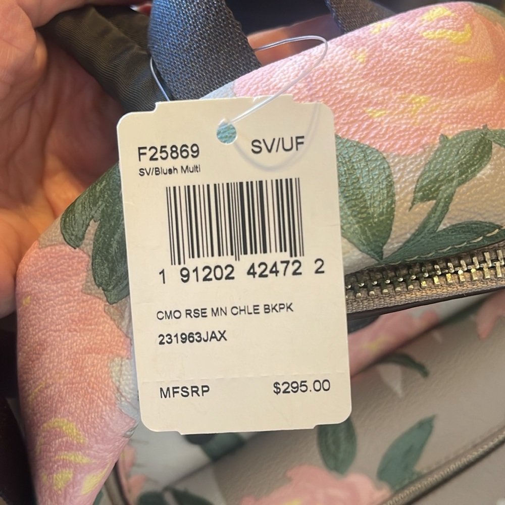 Coach Floral Patch Mini Backpack in Pink, Green, Black - Picture 2 of 7